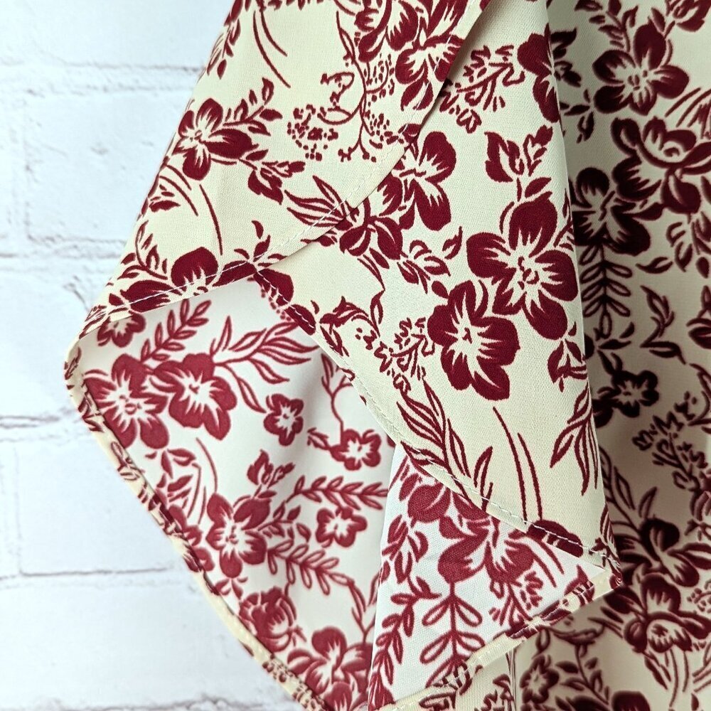 NEW Hotgift Red/Cream Floral Blouse - Large - Picture 5 of 6